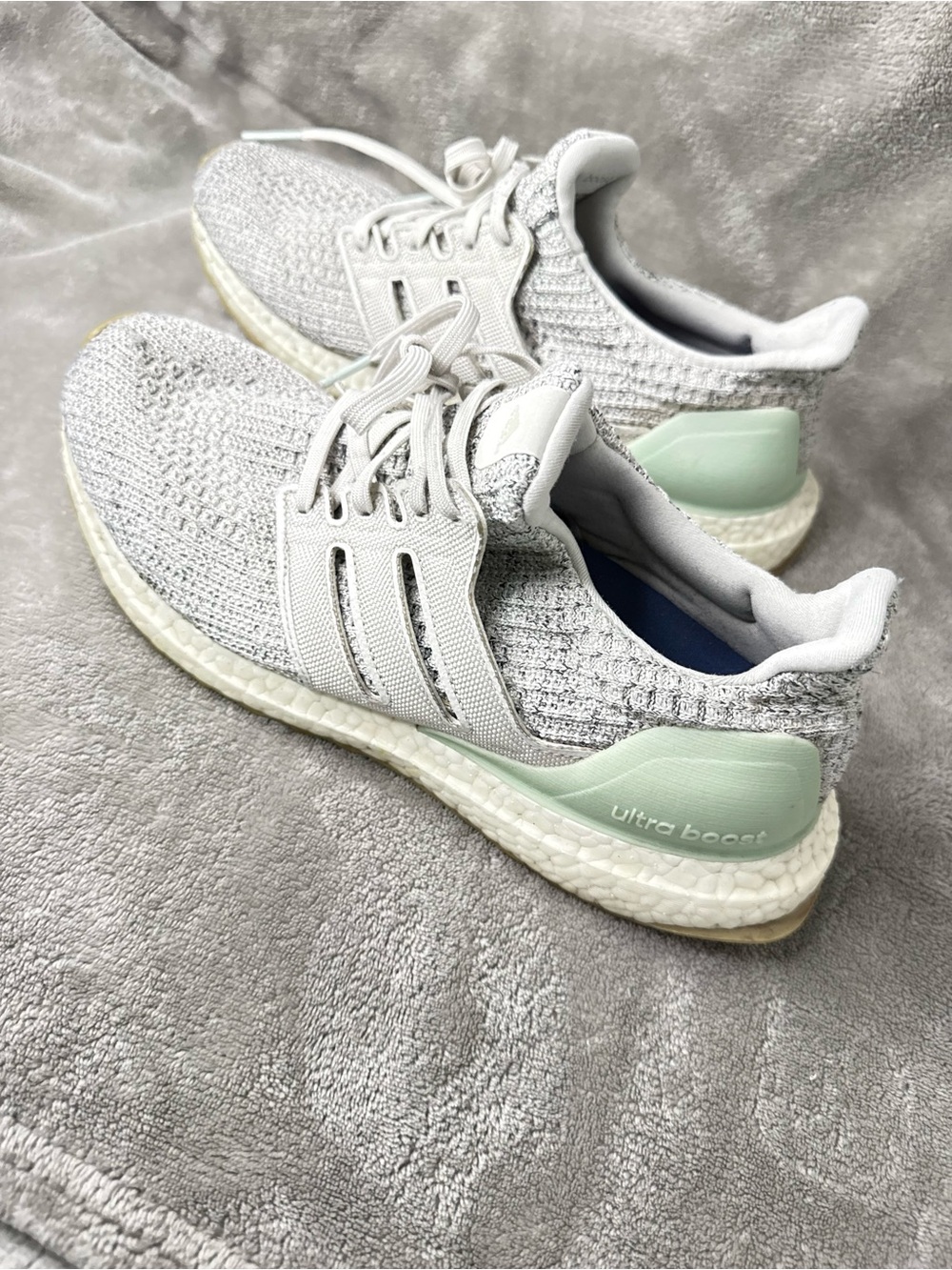 Adidas Ultra Boost Grey Mint Green Sneakers women size 8